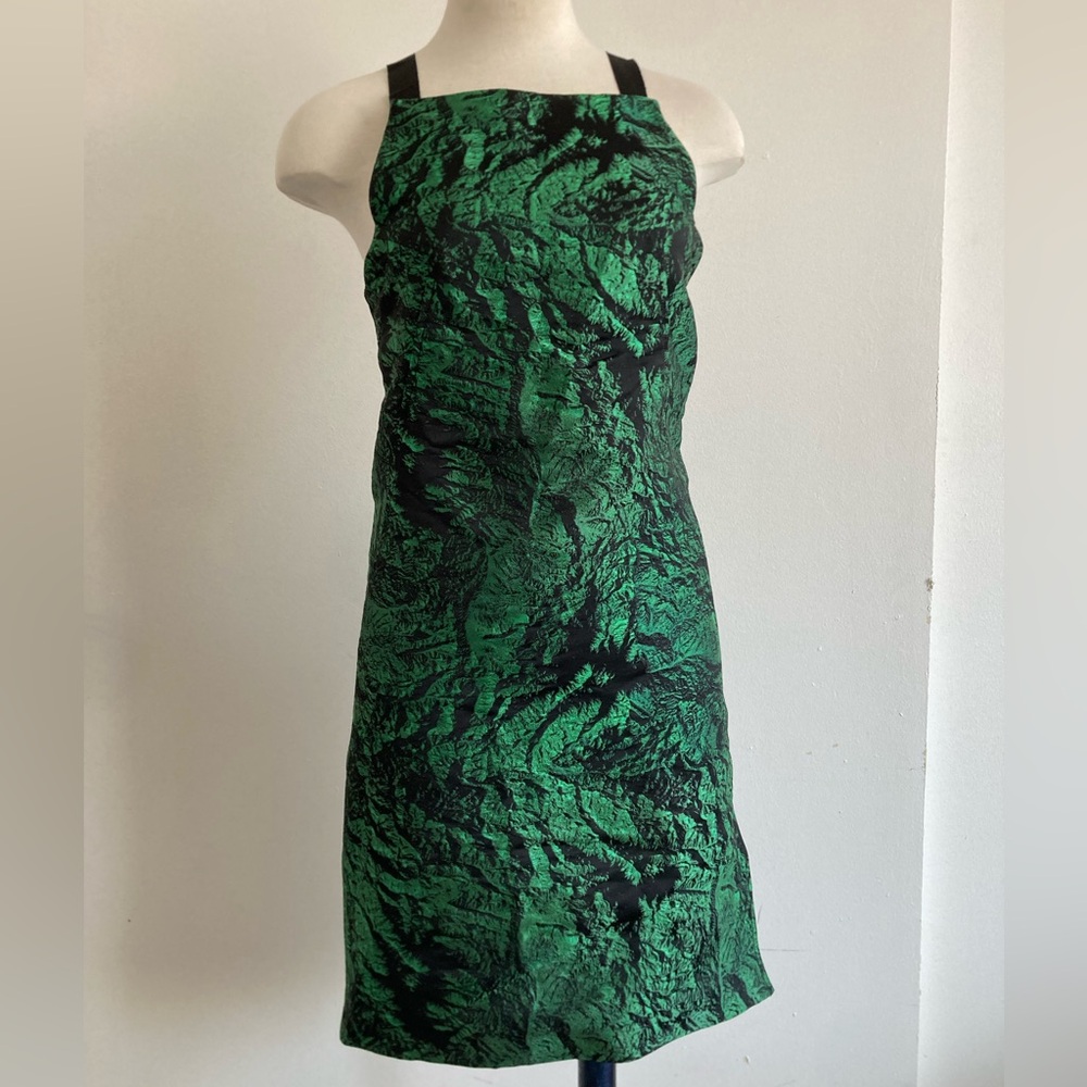 Proenza Schouler Black and Green Textured Dress